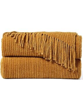 New Open Box 50x60 Brown Throw Blanket 4 Couch Bed,Fall Home Soft Chunky x-Thick